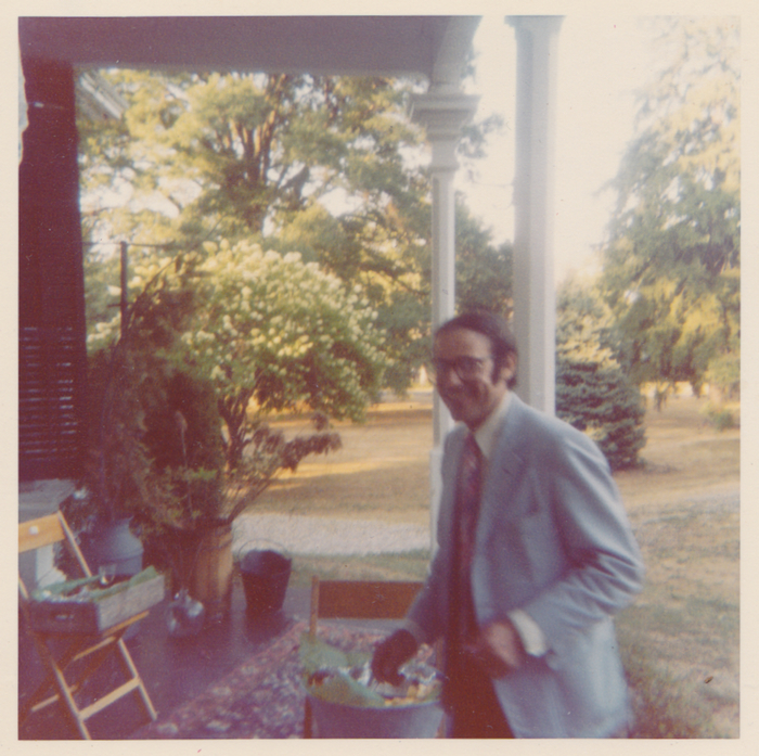 A photo of William J. Birnes, publisher emeritus of Shadow Lawn Press, on his side porch the day of his wedding party in October, 1980. A photo of William J. Birnes, publisher emeritus of Shadow Lawn Press, on his side porch the day of his post-wedding party in October, 1980.
